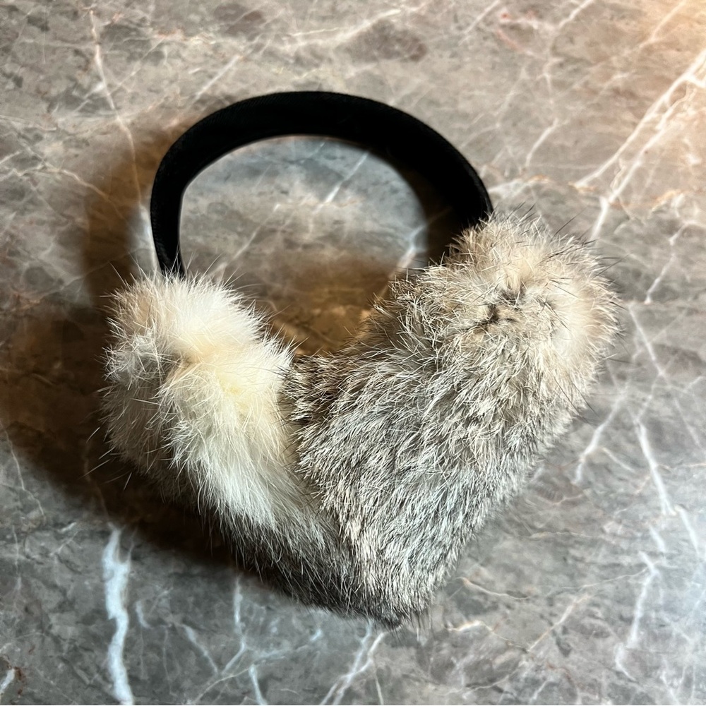 Genuine Fur Ear Muffs Velvet Band
